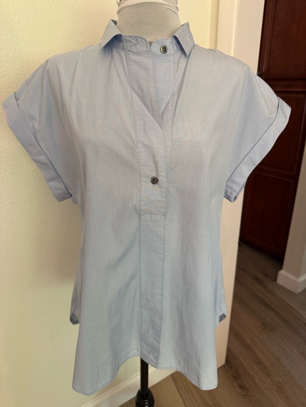 J. Crew Light Blue Short Sleeve Popover Shirt
